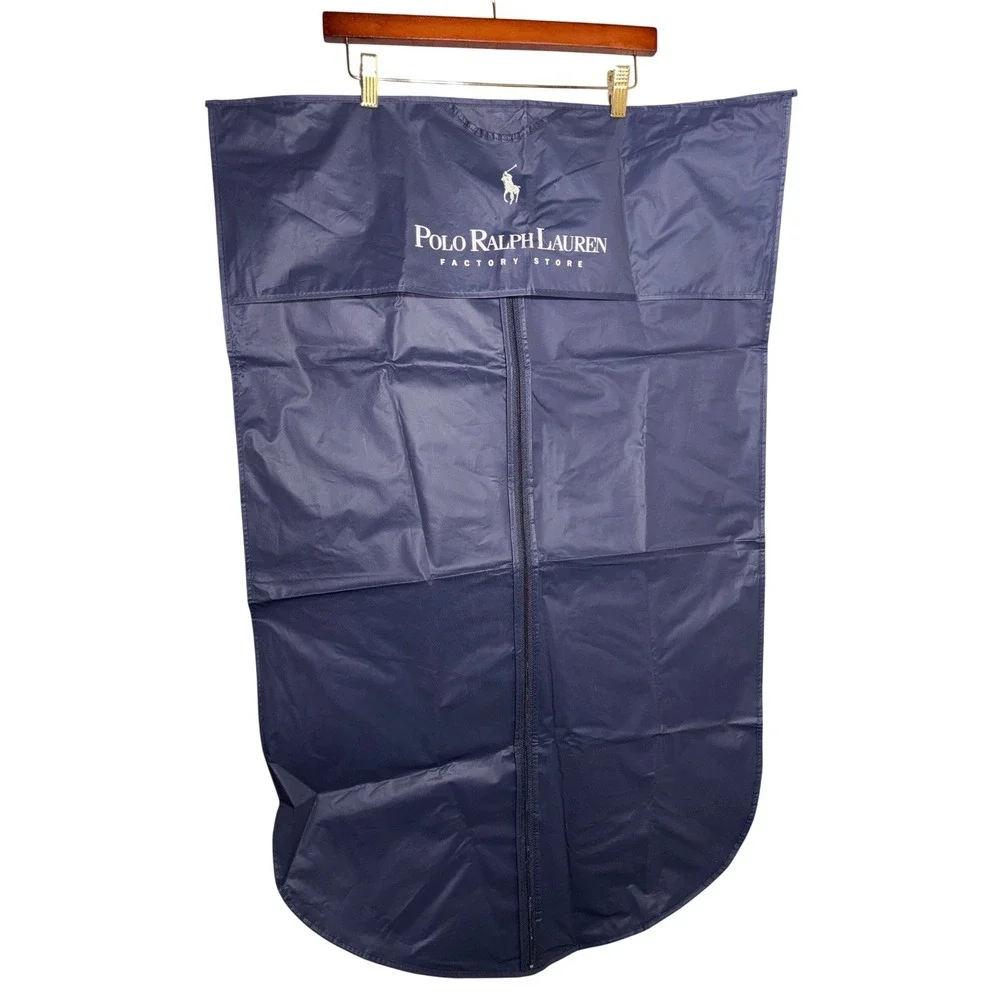 Polo Ralph Lauren Navy Blue Garment Bag Suit Cover Travel Bag Logo Quiet Luxury